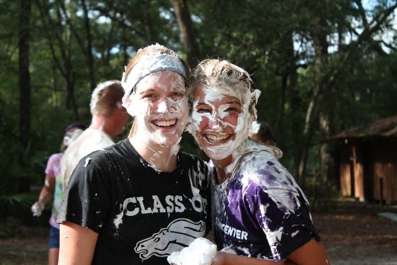 Shaving cream wars — campers having a blast